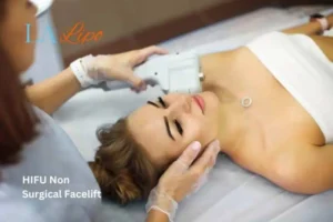 Woman having Hi-Fu to reduce wrinkles Radlett.