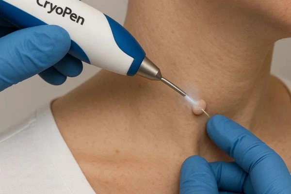 Person receiving Cryotherapy skin tag removal Radlett
