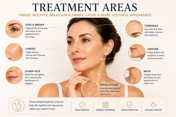 Areas of treatment for the ultimate lift tighten treatment Radlett